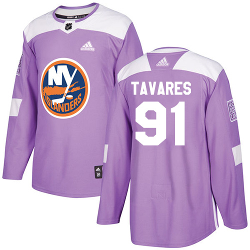 Adidas Islanders #91 John Tavares Purple Authentic Fights Cancer Stitched Youth NHL Jersey